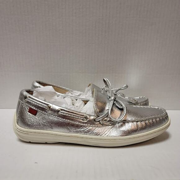Marc Joseph Silver Size 4.5 Boat Driving Shoes Womens Casual Youth/Girls/Women - Picture 1 of 4